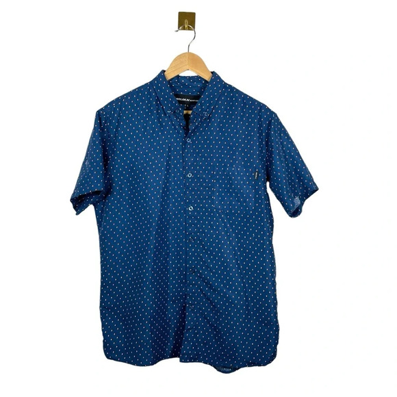 Molokai Surf Co Short Sleeve Geometric Button Down in Blue/Red/White Size L - Picture 1 of 8